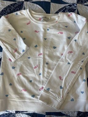 Vineyard Vines White Sweatshirt with Pink Whales & Blue Hearts
